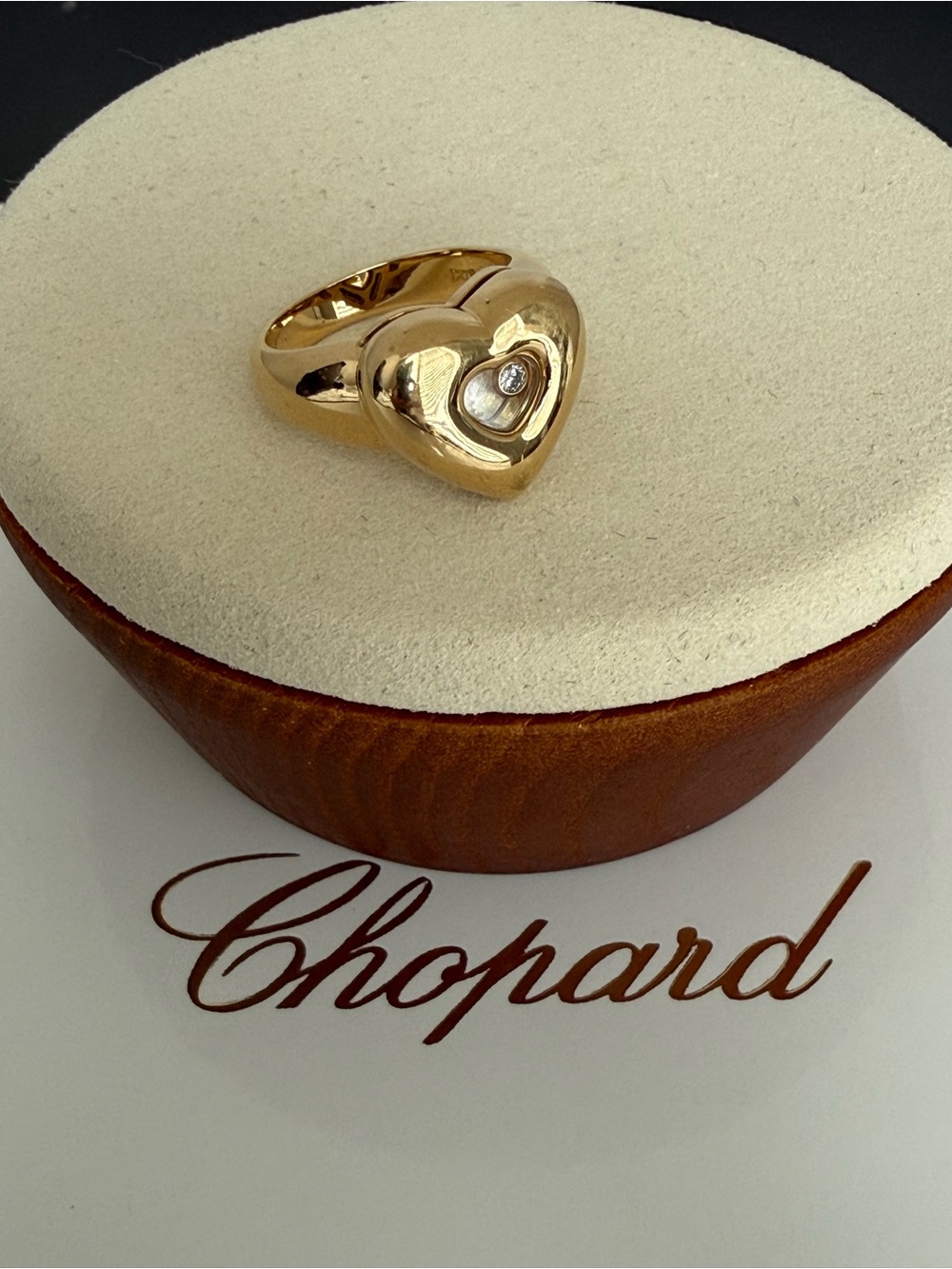Chopard Gold Heart Ring with Floating Diamond